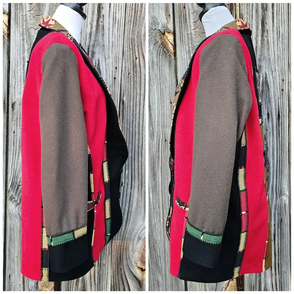 Western Wool Jacket Coloratura Size Small Snap Front Coat Woven Vintage 90s - Picture 2 of 11